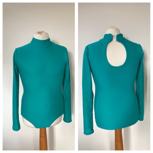 Long sleeved, high neck, keyhole back beginner leotard