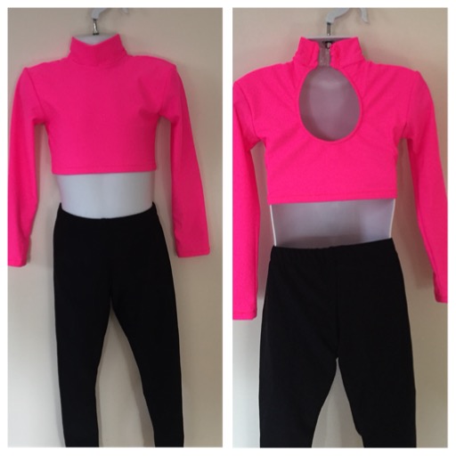 Long sleeved beginner top with high neck and keyhole back and leggings