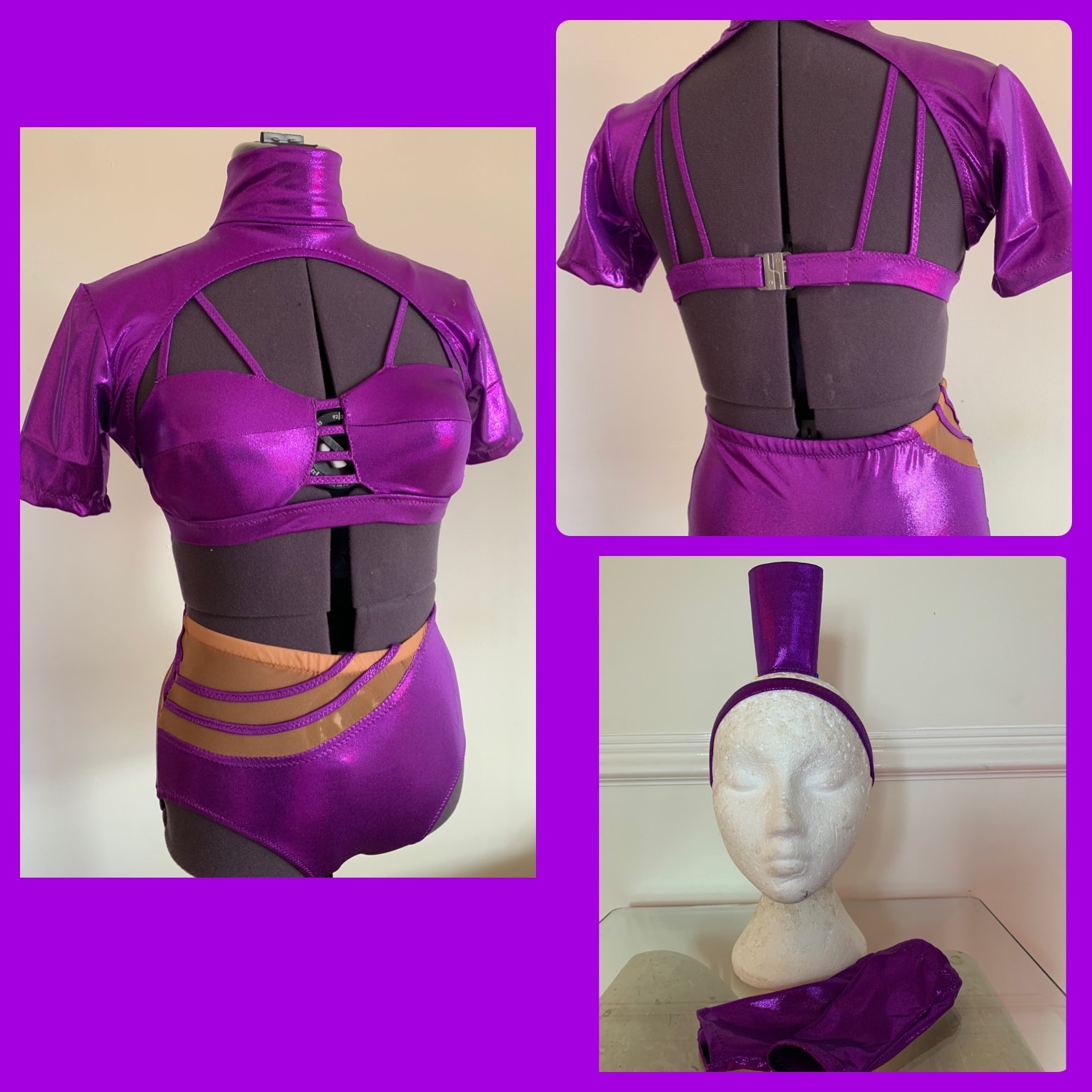 Ready to post metallic suit includes accessories approx size 10