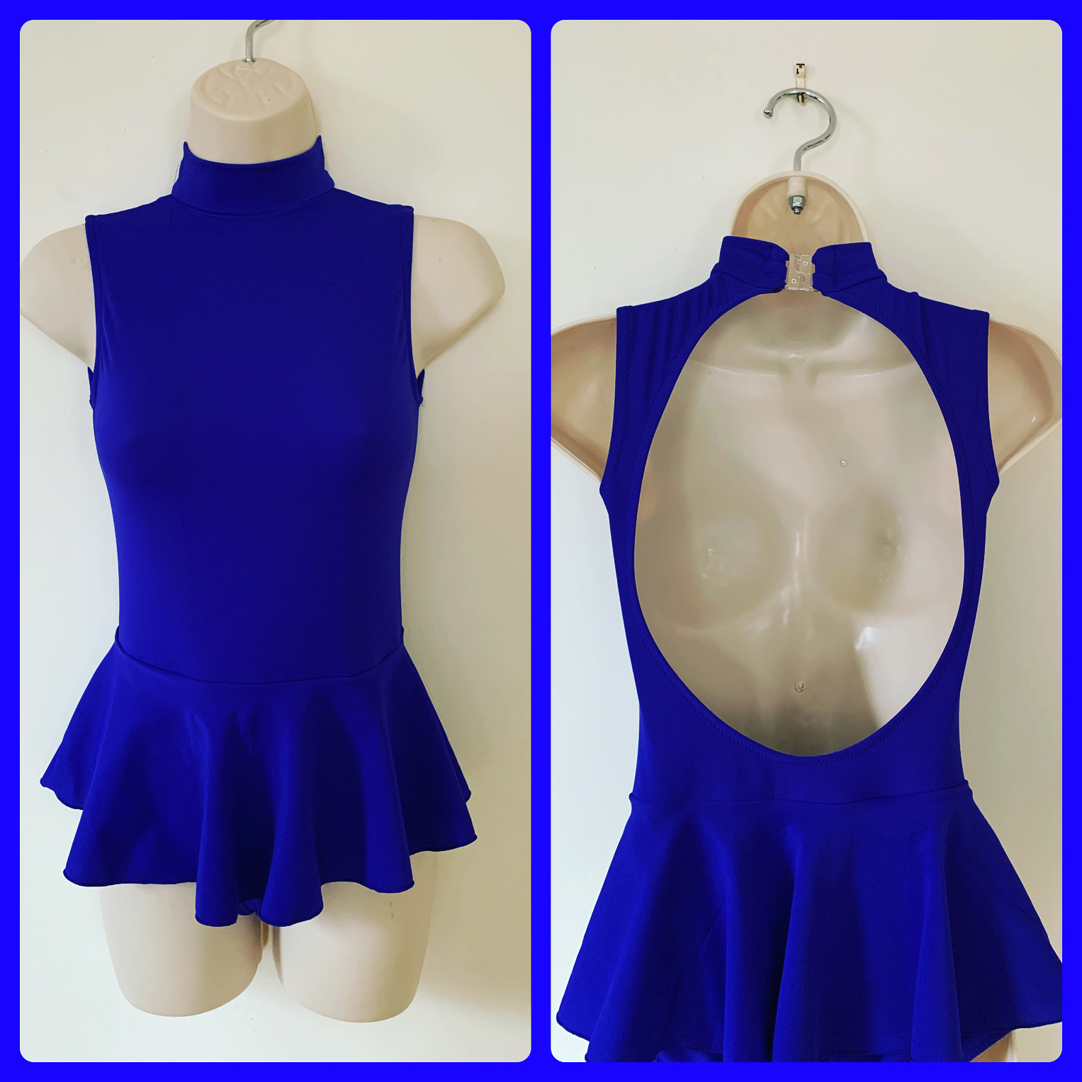 Open back leotard with peplum skirt