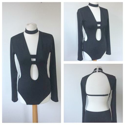 Lycra leotard with centre cut out with strap detail and open back