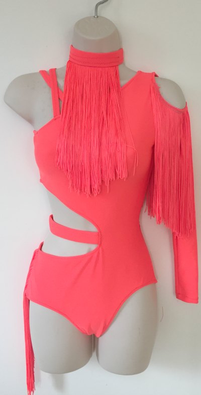 Fringe Trimed leotard with Neckband