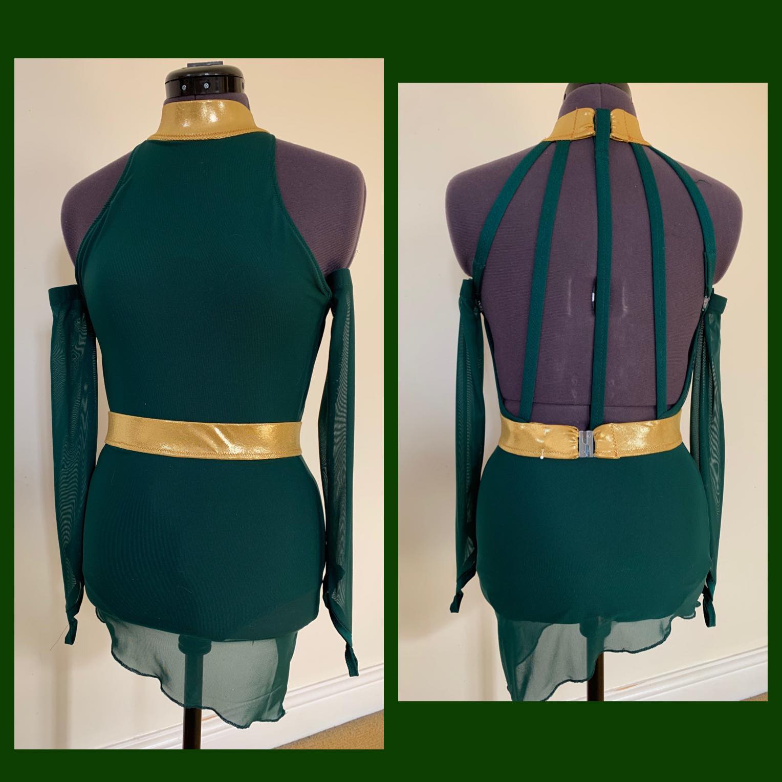 Lyrical dress with strap detail and metallic belt and neckband