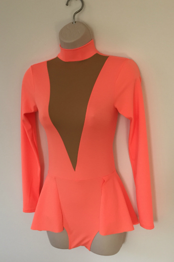 Lycra dress with V insert and long sleeves