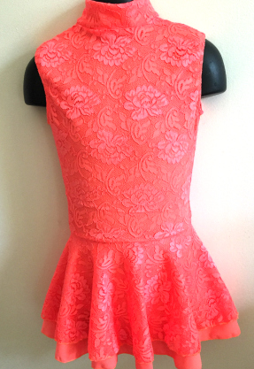 Lace dress with two layer pepulum skirt